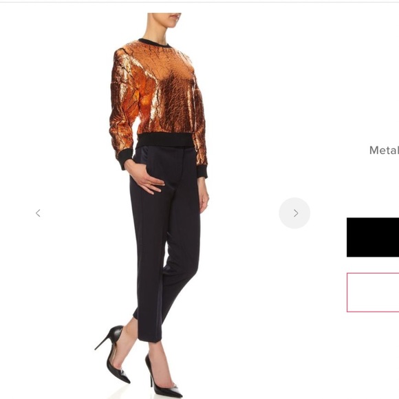 NWT 3.1 Phillip Lim Metallic Futuristic Sweatshirt Cropped Gold Sweater S $395 - Picture 4 of 16